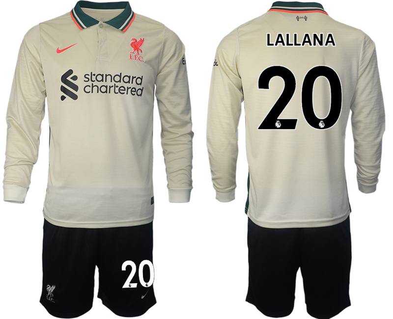 Men 2021-2022 Club Liverpool away cream Long Sleeve #20 Soccer Jersey->liverpool jersey->Soccer Club Jersey